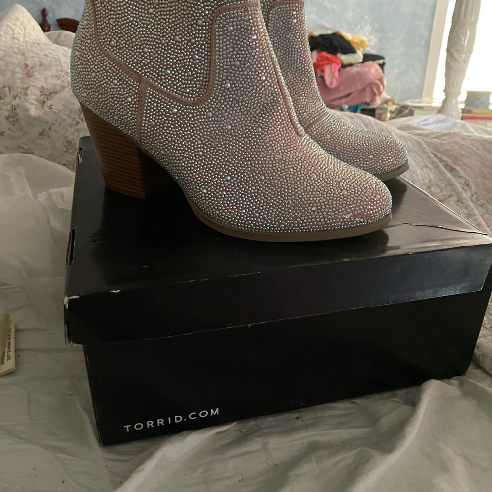Torrid Silver Ankle Booties with Sparkle Finish